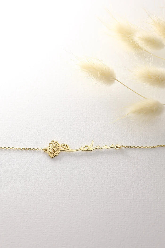 Birth flower Name Bracelet